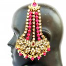 Indian-Gold-Tone-Kundan-Head-Hair-Jewelry-Belly-Dance-Maang Tikka-Jhoomar-PASSA Indian-Gold-Tone-Kundan-Head-Hair-Jewelry-Belly-Dance-Maang Tikka-Jhoomar-PASSA