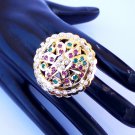 Gold Plated Adjustable Statement Rings Multi Stone Floral Ethnic Ring Jewelry D1 Gold Plated Adjustable Statement Rings Multi Stone Floral Ethnic Ring Jewelry D1