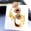 Indian Bollywood Style Gold Tone Cubic Zirconia Rings for Women/Girls Peacock