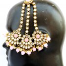 Indian Gold Plated Kundan Pasa Jhoomar Women Bridal Hair Accessory Pearl Dangles