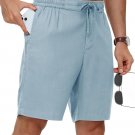 TBMPOY Mens Linen Casual Shorts Zipper Pocket Elastic Waist Drawstring TBMPOY Mens Linen Casual Shorts Zipper Pocket Elastic Waist Drawstring