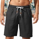 Riskrole Men's Linen Shorts Casual Elastic Waist Drawstring Lightweight