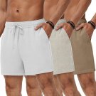 Neer 3 Pack Men's Linen Shorts Casual Lightweight Elastic Waist Neer 3 Pack Men's Linen Shorts Casual Lightweight Elastic Waist