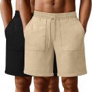 Neer 2 Pack Men's Big and Tall Cotton Linen Blend Bermuda Shorts, Casual Neer 2 Pack Men's Big and Tall Cotton Linen Blend Bermuda Shorts, Casual