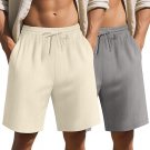 Evervibe 2 Pack Men's Big and Tall Cotton Linen 9" Inseam Shorts Drawstring Evervibe 2 Pack Men's Big and Tall Cotton Linen 9" Inseam Shorts Drawstring