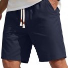 COOFANDY Men's Casual Cotton Linen Shorts Elastic Waist Drawstring