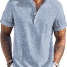 COOFANDY Men's Casual Henley Shirt Short Sleeve Band Collar Linen Shirt COOFANDY Men's Casual Henley Shirt Short Sleeve Band Collar Linen Shirt