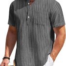 COOFANDY Men's Cotton Linen Henley Shirt Short Sleeve Hippie Casual