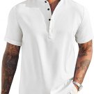 COOFANDY Men's Linen Henley Shirt Short Sleeve Casual Summer Beach
