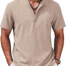 COOFANDY Men's Casual Henley Shirt Band Collar Short Sleeve Shirt for
