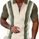 UOUA Men's 1/4 Zip Polo Shirts Summer Short Sleeve Sweatshirts Vintage