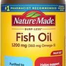 Nature Made Burp Less Fish Oil Omega 3 Supplements, 1200 mg Softgels,