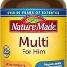 Nature Made Multivitamin for Him, Mens Multivitamins with No Iron, Daily