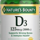 Nature's Bounty Vitamin D3 5000 IU Softgels, Rapid Release, Immune