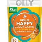 OLLY Hello Happy Gummy Worms, Mood Balance Support, Vitamin D,