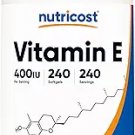 Nutricost Vitamin E 400 IU, 240 Softgel Capsules - Gluten Free, Non-GMO Nutricost Vitamin E 400 IU, 240 Softgel Capsules - Gluten Free, Non-GMO
