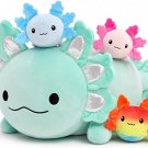 BENINY 4 Pcs Axolotl Stuffed Animal Set, 24 Inch Mommy with 3 Babies