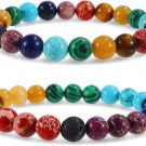 Bivei Natural Crystals Gemstone Healing Stretchy Round Beaded Bracelet 8MM Semi Precious