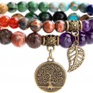 Bivei Natural Semi Precious Gemstone beads bracelet for women - Life Tree and Leaf Charm Bivei Natural Semi Precious Gemstone beads bracelet for women - Life Tree and Leaf Charm