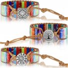 Hicarer 3 Pcs 7 Chakra Bracelets for Women Men Natural Stone Leather Wrap Healing Bead Bracelets Hicarer 3 Pcs 7 Chakra Bracelets for Women Men Natural Stone Leather Wrap Healing Bead Bracelets