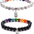 Pineapple Bracelet Natural 7 Chakra Gemstone Beaded Stretch Bracelet Charm Handmade Pineapple Bracelet Natural 7 Chakra Gemstone Beaded Stretch Bracelet Charm Handmade