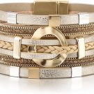 Edoneery Leather Wrap Bracelets for Women, Boho Layered Cuff Bangle Multi-layer Leather Cuff Edoneery Leather Wrap Bracelets for Women, Boho Layered Cuff Bangle Multi-layer Leather Cuff