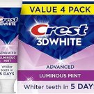 Crest 3D White Advanced, Teeth Whitening Toothpaste for Adults, 3.7 oz, 4 Pack, Cavity Crest 3D White Advanced, Teeth Whitening Toothpaste for Adults, 3.7 oz, 4 Pack, Cavity