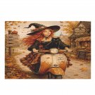 Cute Autumn Witch Ride 1000-Piece Wooden Jigsaw Puzzle