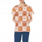 Retro Halloween Pumpkins & Ghost All Over Print Scrub Top