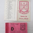 West Ham United Football Club Used Season Ticket Booklet/ Pass, 1981-82 Season.