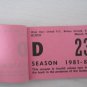 West Ham United Football Club Used Season Ticket Booklet/ Pass, 1981-82 Season.