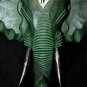 Elephant Ganesh Mask wall art Hand Carved wood Balinese sculpture Decor Green