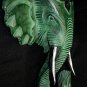 Elephant Ganesh Mask wall art Hand Carved wood Balinese sculpture Decor Green