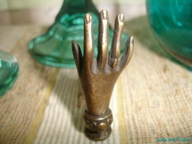 Solid Brass Knob Buddha Mudra Hand Door Pull Handle Wall Hook Handcrafted Bali