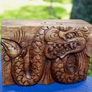 Balinese Dragon Secret puzzle Box Stash Trinket hand carved suar wood Bali Art