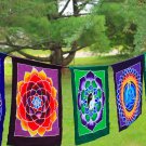 Lotus Om ॐ Yin Yang Mandala Prayer Flag Bali Batik Wall hanging Garden Art