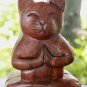 Yoga Cat Meditating Secret puzzle Box Stash Trinket carved suar wood Bali Art
