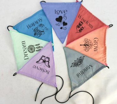 Prayer Flag String Positive Energy Affirmation Garden banner Handmade Bali Art