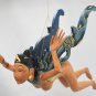 Flying Dewi Sri Nude Goddess Mobile Demon Chaser Carved Wood Balinese art Teal