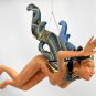 Flying Dewi Sri Nude Goddess Mobile Demon Chaser Carved Wood Balinese art Teal