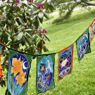 Sacred Lotus Prayer Flag  Wall hanging Handmade Bali Batik Art banner bunting
