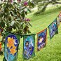 Sacred Lotus Prayer Flag  Wall hanging Handmade Bali Batik Art banner bunting