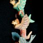 Winged Mermaid Goddess Ornament Set Hand Carved Painted Wood Balinese Folk Art