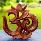 Sacred Om Mantra ॐ Wall Art Plaque Relief Panel Hand Carved wood Balinese 3.75"