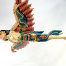 Flying Winged Dewi Sri Goddess Mobile Spirit Chaser Carved Wood Bali art Teal
