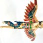 Flying Winged Dewi Sri Goddess Mobile Spirit Chaser Carved Wood Bali art Teal