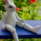 White Rabbit puppet shelf sitter Bali Folk art Handmade carved Wood Ornament