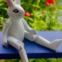White Rabbit puppet shelf sitter Bali Folk art Handmade carved Wood Ornament