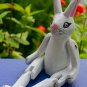 White Rabbit puppet shelf sitter Bali Folk art Handmade carved Wood Ornament