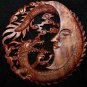 Dragon & Crescent Moon Wall Art Plaque Panel Hand Carved Balinese Wood carving